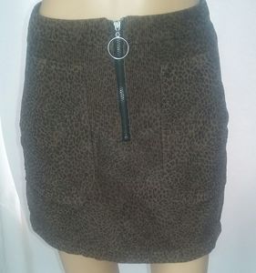 Corduroy Leopard zip skirt